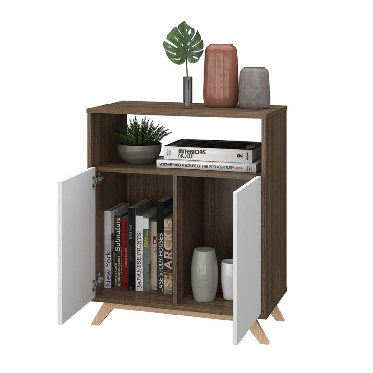 HOME MOBILI - Arrimo 2 Puertas Blanco-Roble MDP 80,5x90x35 cm