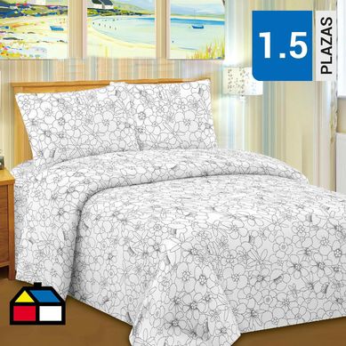 Sbana microfibra flores 1,5 plazas