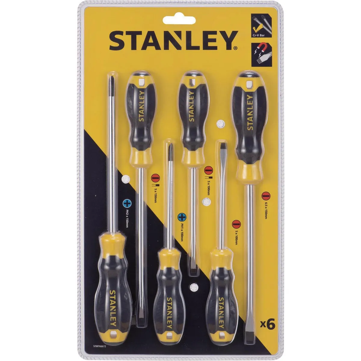 STANLEY - Set de destornilladores acero 6 unidades