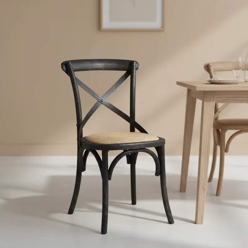 JUST HOME COLLECTION - Silla Vatagge Recta NEGRO VINTAGE 88x44x46 cm