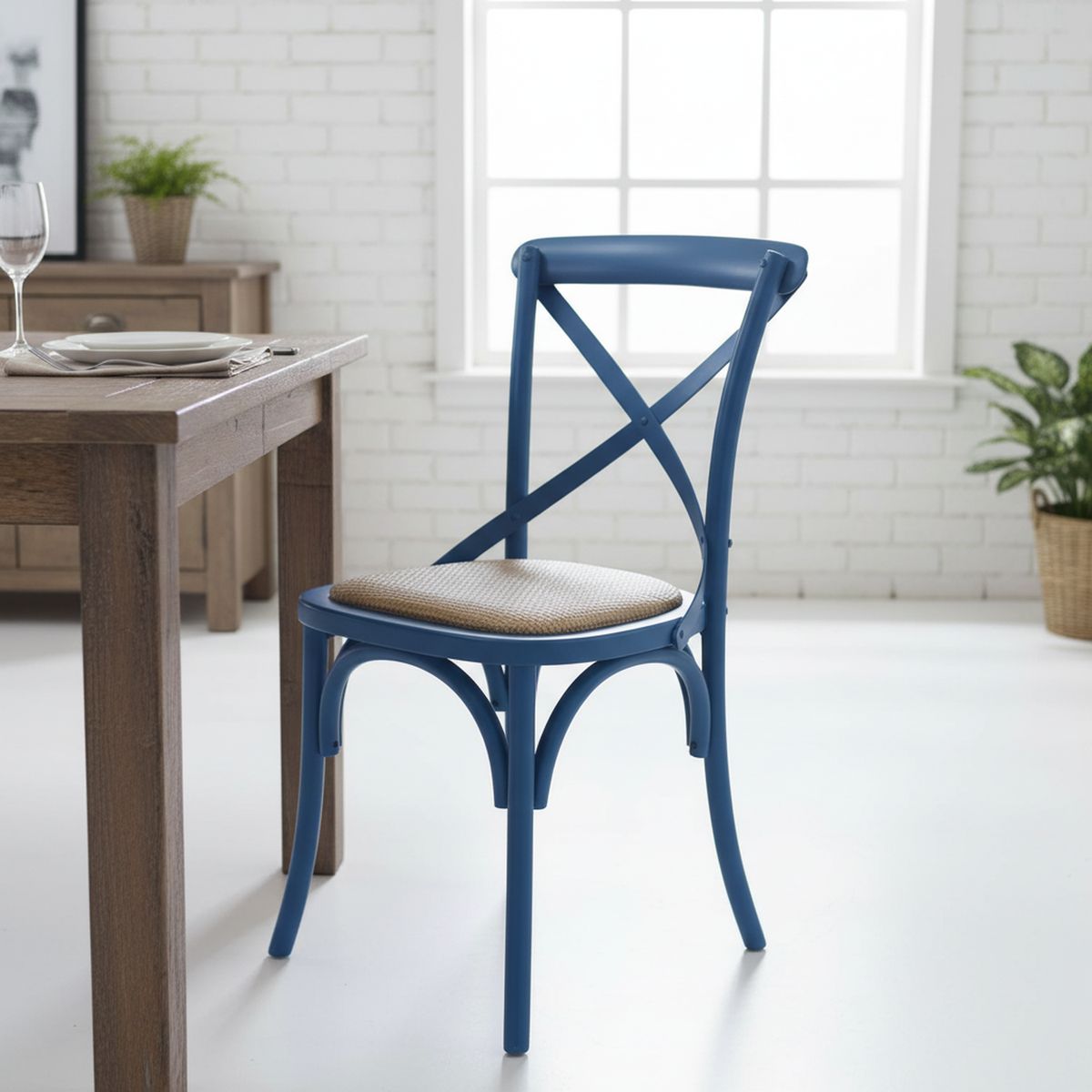 JUST HOME COLLECTION - Silla Vatagge Recta AZUL 88x44x46 cm