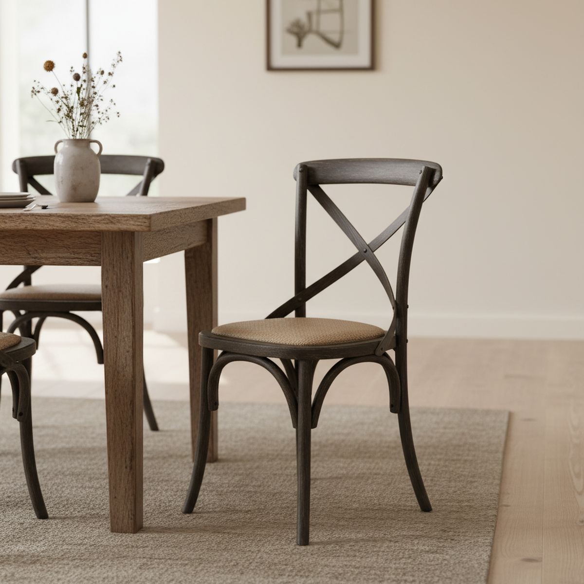 JUST HOME COLLECTION - Silla Vatagge Recta CHOCOLATE VINTAGE 88x44x46 cm