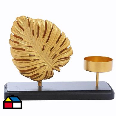 Portavelas fioldendro metal dorado 15 cm