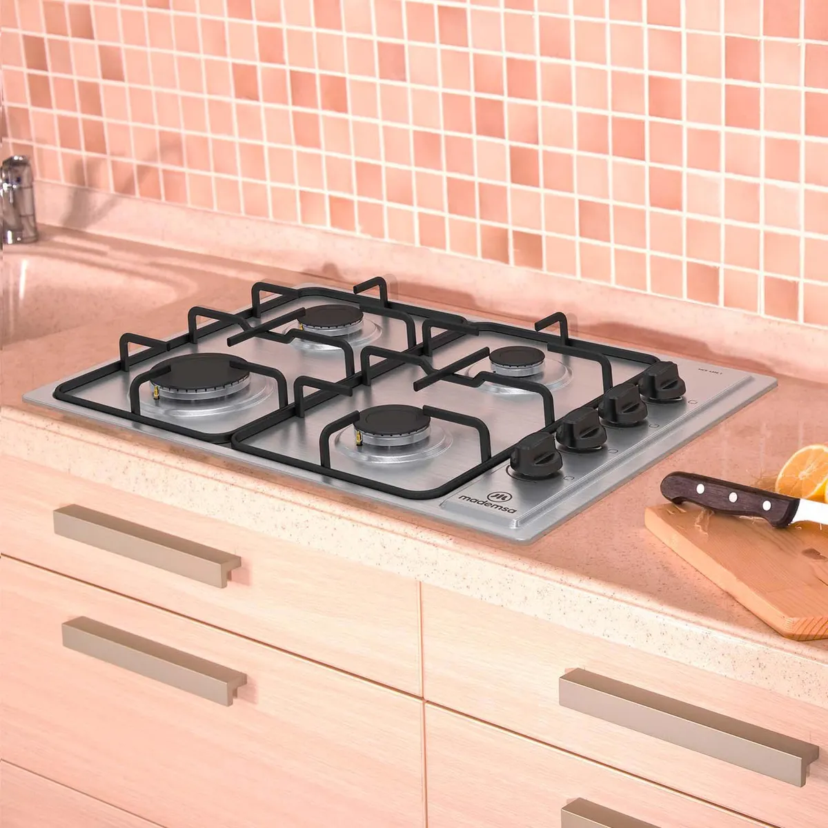 MADEMSA - Encimera Gas Licuado 4 Platos Inox MCE 435E T