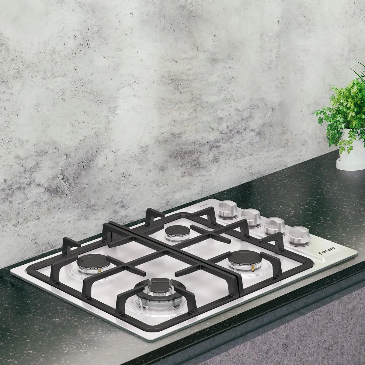 FENSA - Encimera Gas Licuado 4 Platos Inox FCE 4.3HF T