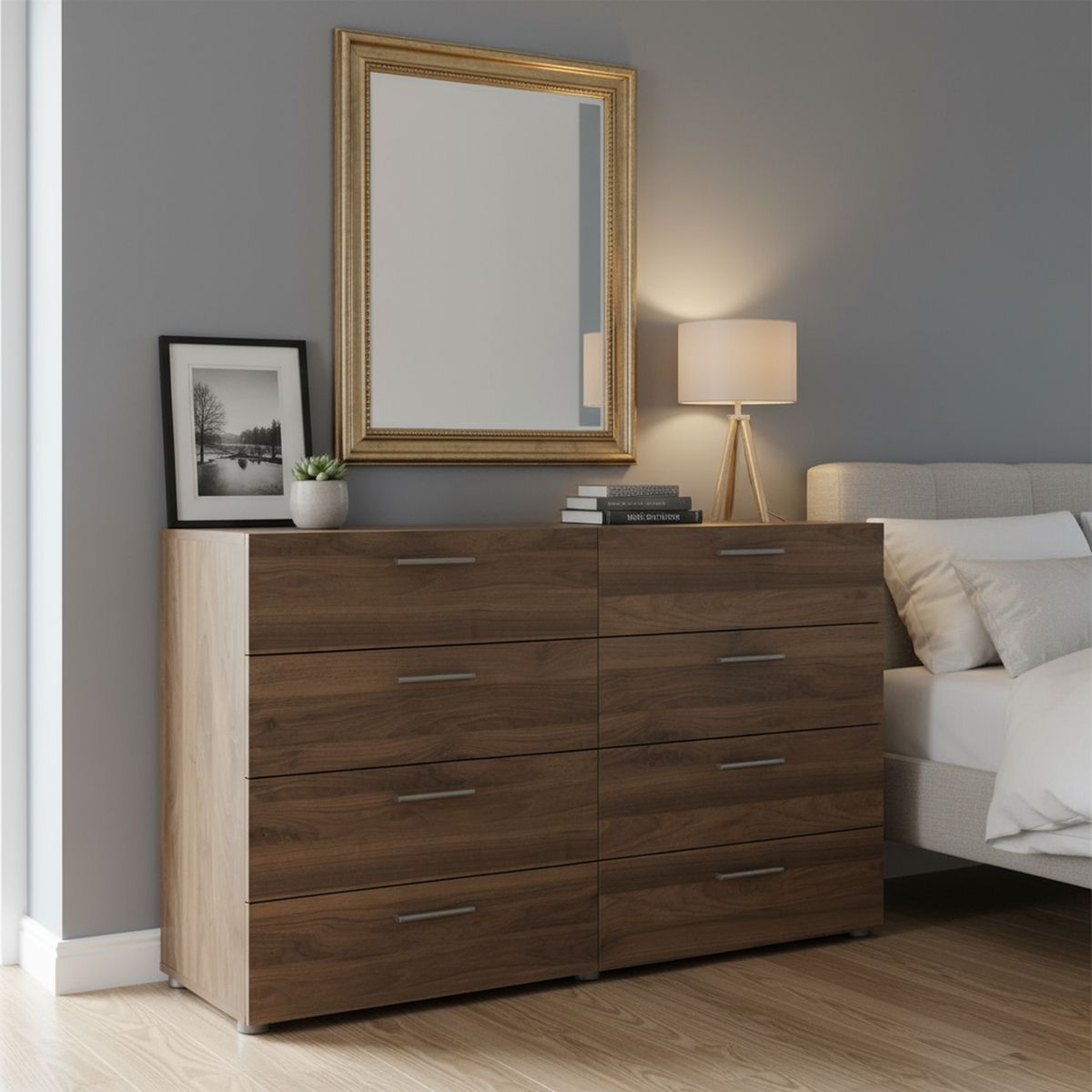 TVILUM - Cómoda 8 Cajón(es) Pepe 140x81.7x40.3 cm Walnut