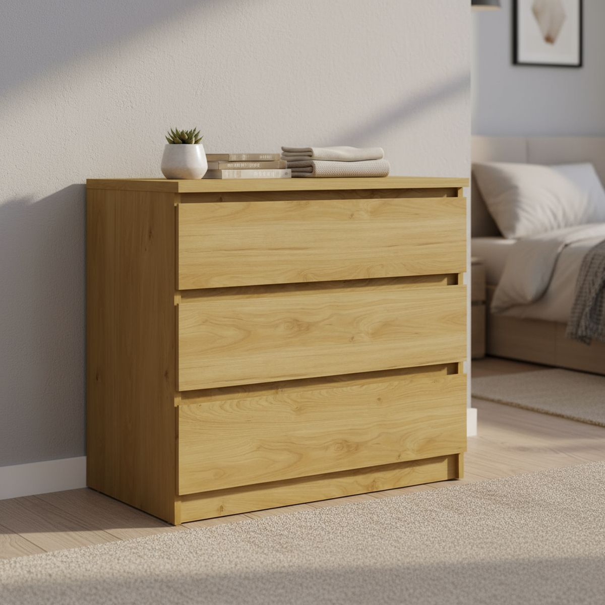 TVILUM - Cómoda 3 Cajón(es) Naia 77x70.1x50 cm Amarillo dorado