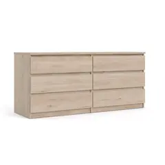 TVILUM - Cómoda 6 Cajón(es) Naia 153.8x70.1x50 cm Café Claro