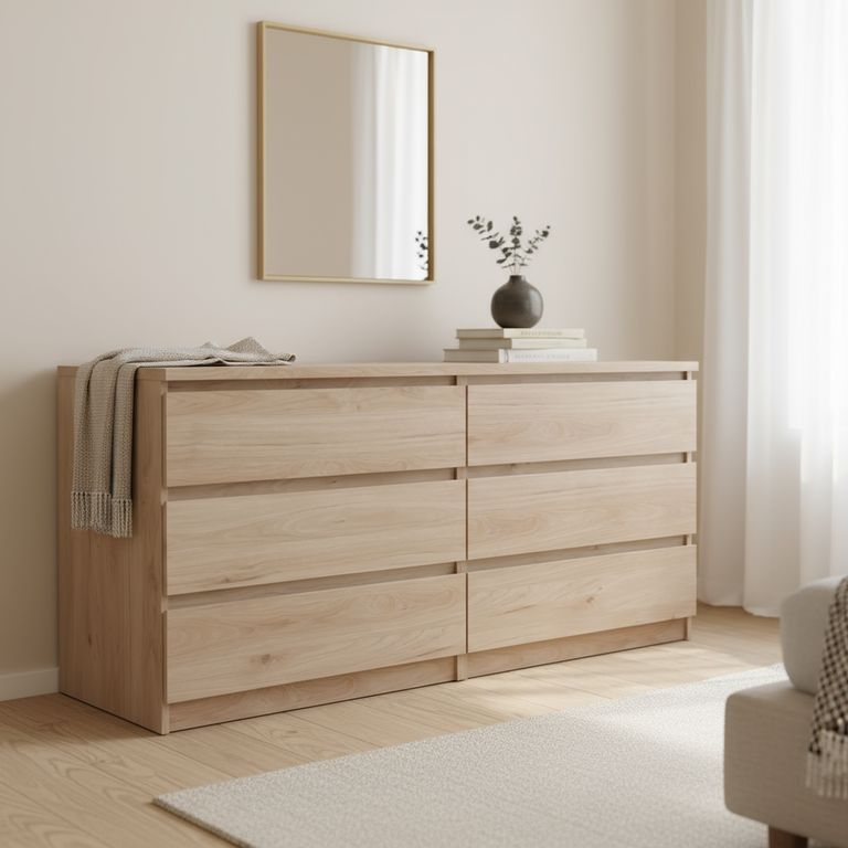 TVILUM Cómoda 6 Cajón(es) Naia 153.8x70.1x50 cm Café Claro