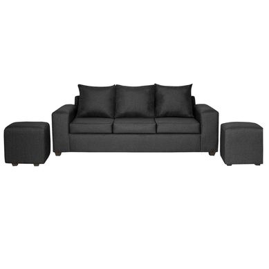 Living Kahlo 3 cuerpos + 2 pouf tela negro