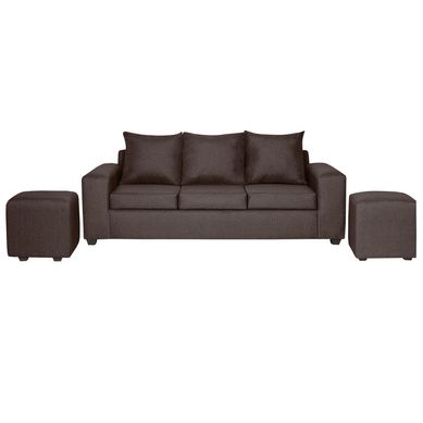 Living Kahlo 3 cuerpos + 2 pouf tela chocolate