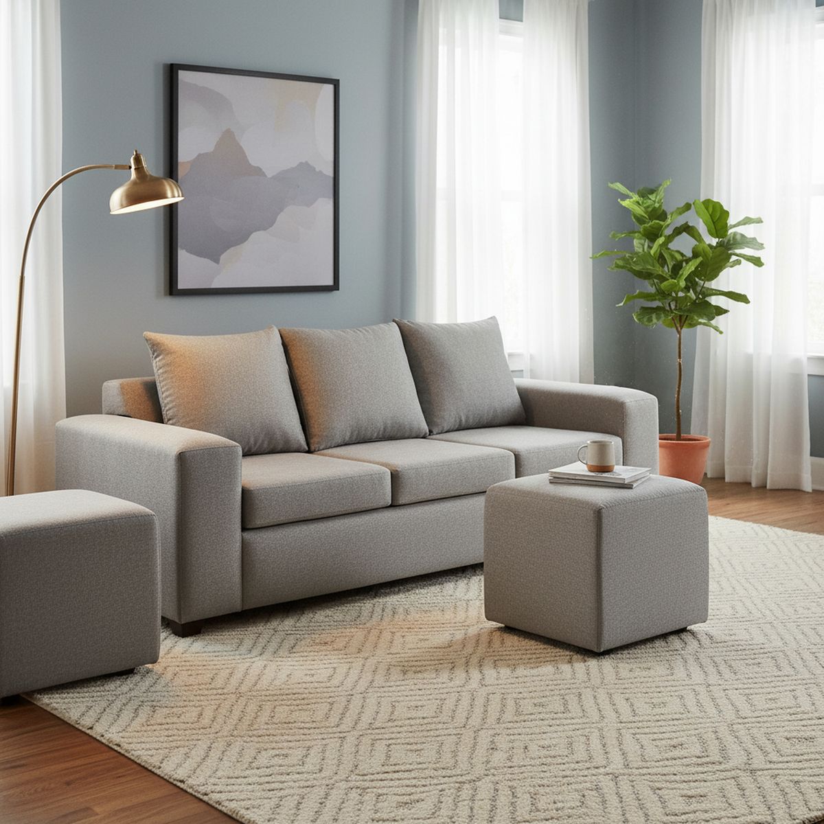 INTERMUEBLES - Living 5 cuerpos Kahlo 225x86x80 cm Gris