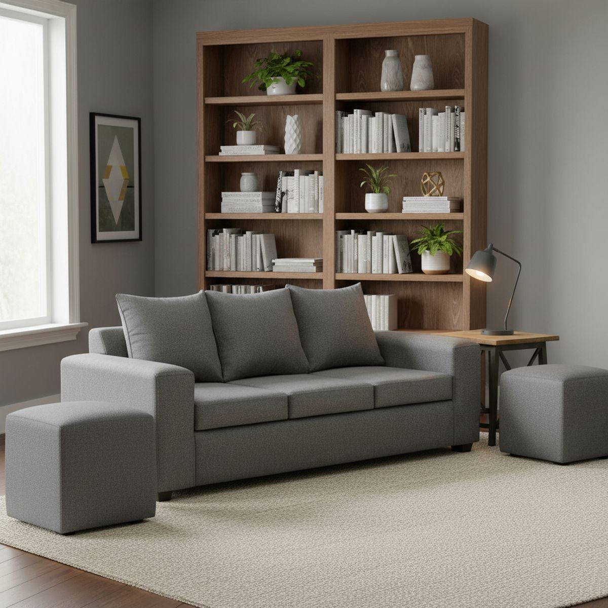 INTERMUEBLES - Living 5 cuerpos Kahlo 225x86x80 cm Gris