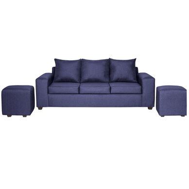 Living Kahlo 3 cuerpos + 2 pouf tela azul
