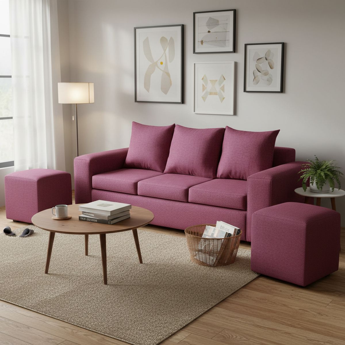 INTERMUEBLES - Living 5 cuerpos Kahlo 225x86x80 cm Rojo