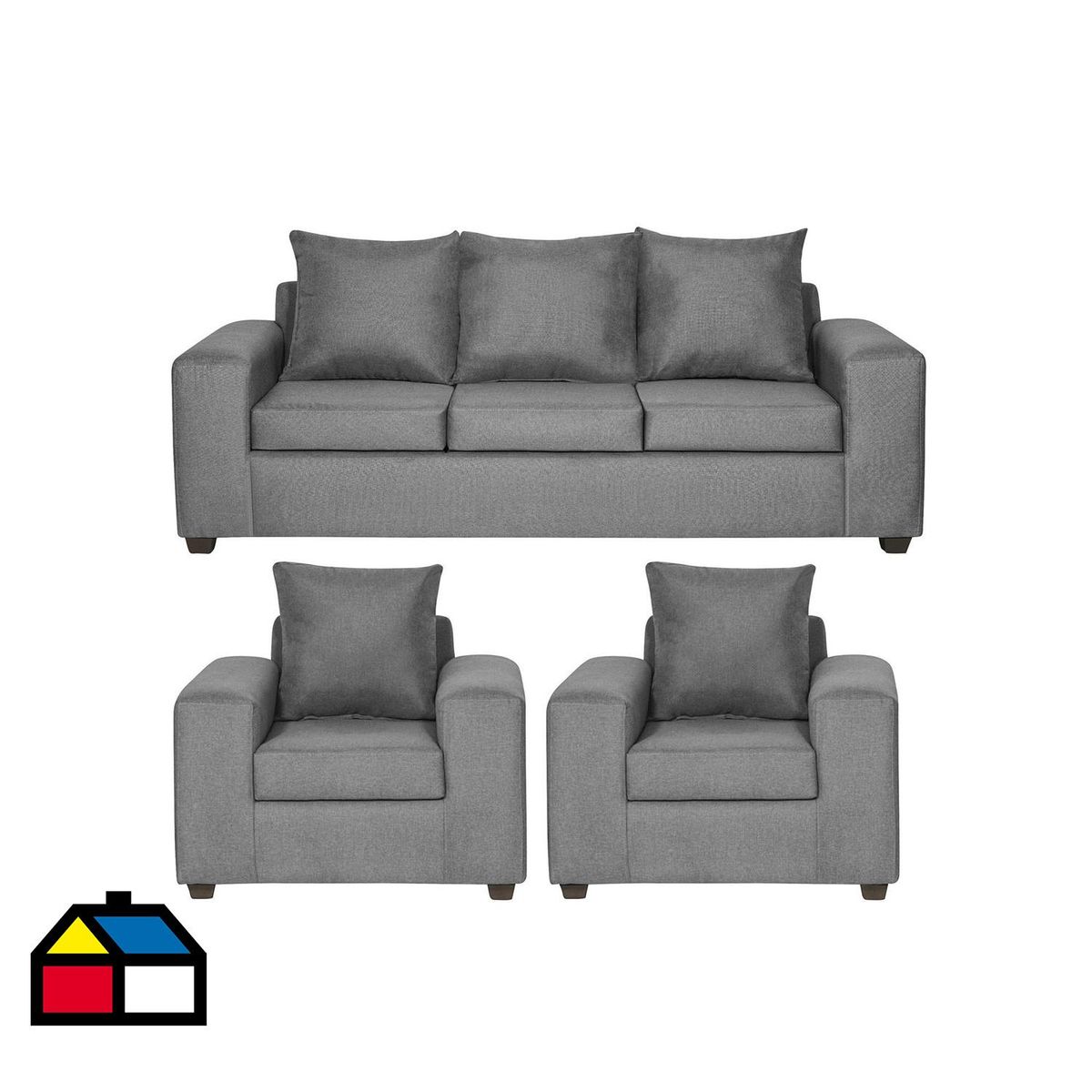 INTERMUEBLES - Living 5 cuerpos Kahlo 225x86x80 cm Gris Oscuro