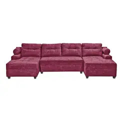INTERMUEBLES - Sofá Seccional 4 cuerpos Le mans 320x90x159 cm Burdeo