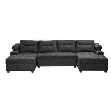 Seccional Le Mans doble Chaise tela negro YF