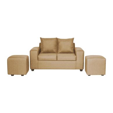 Living Kahlo 2 cuerpos + 2 pouf tela oro