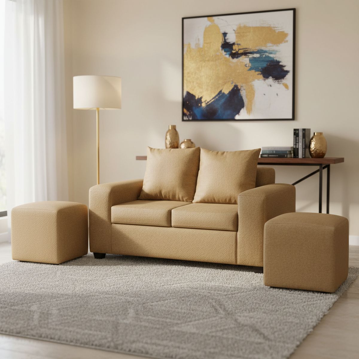 INTERMUEBLES - Living 4 cuerpos Kahlo 167x86x80 cm Oro