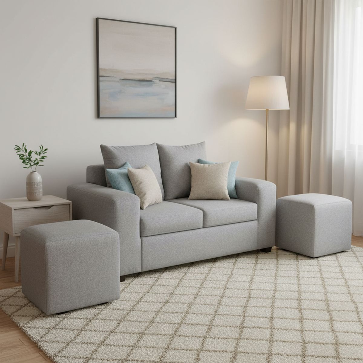 INTERMUEBLES - Living 2 cuerpos Kahlo 167x86x80 cm Gris Claro