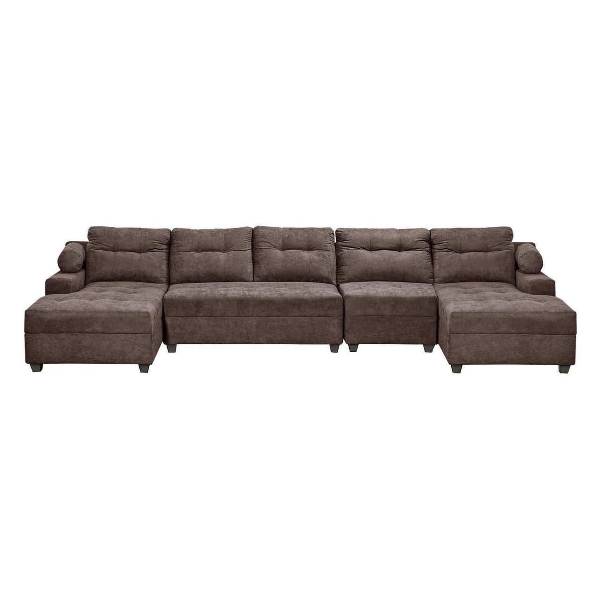 INTERMUEBLES - Sofá Seccional 5 cuerpos Le mans 391x90x159 cm Tela Chocolate