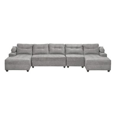 Seccional Le Mans doble Chaise XL tela gris oscuro YF
