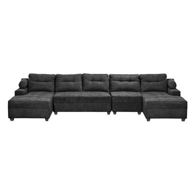 Seccional Le Mans doble Chaise XL tela negro YF