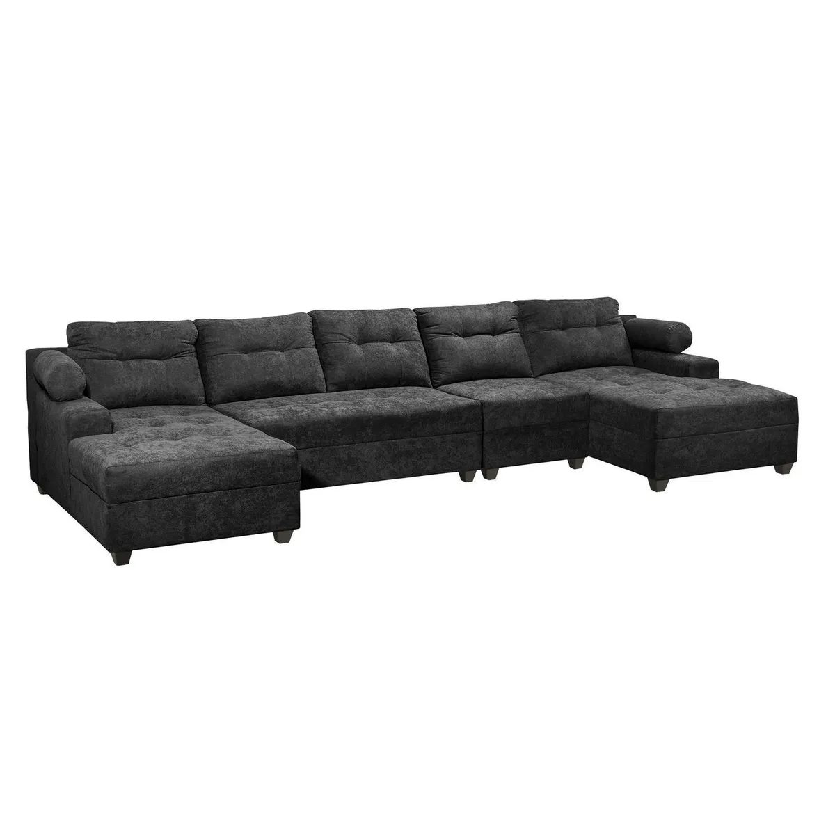 INTERMUEBLES - Sofá Seccional 5 cuerpos Le mans 391x90x159 cm Tela Negro