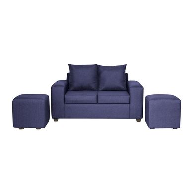 Living Kahlo 2 cuerpos + 2 pouf tela azul
