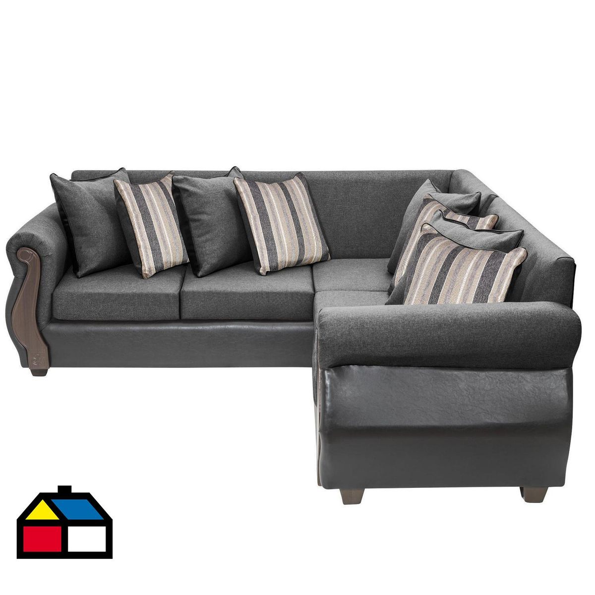 INTERMUEBLES - Sofá Seccional 5 cuerpos New Bugambilia 216x86x217 cm Gris Oscuro