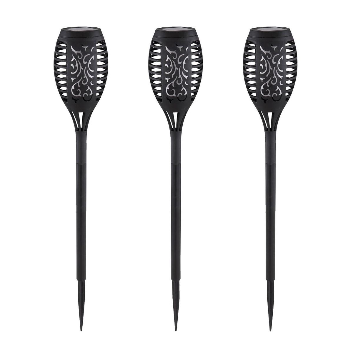 HB LEDS - Pack 3 Antorcha LED Efecto Llama con Carga Solar