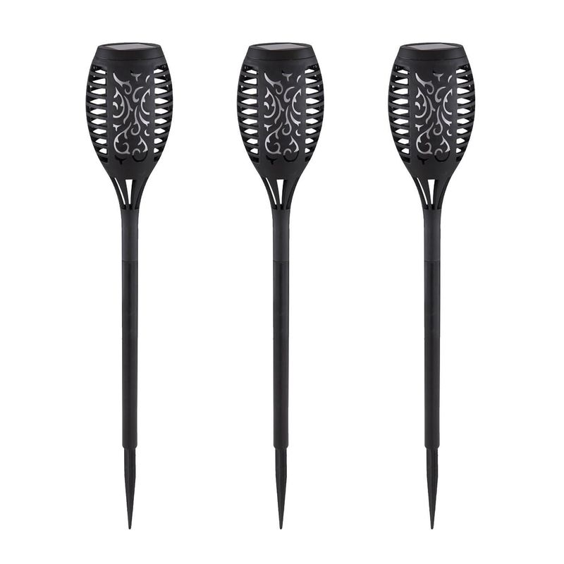HB LEDS - Pack 3 Antorcha LED Efecto Llama con Carga Solar