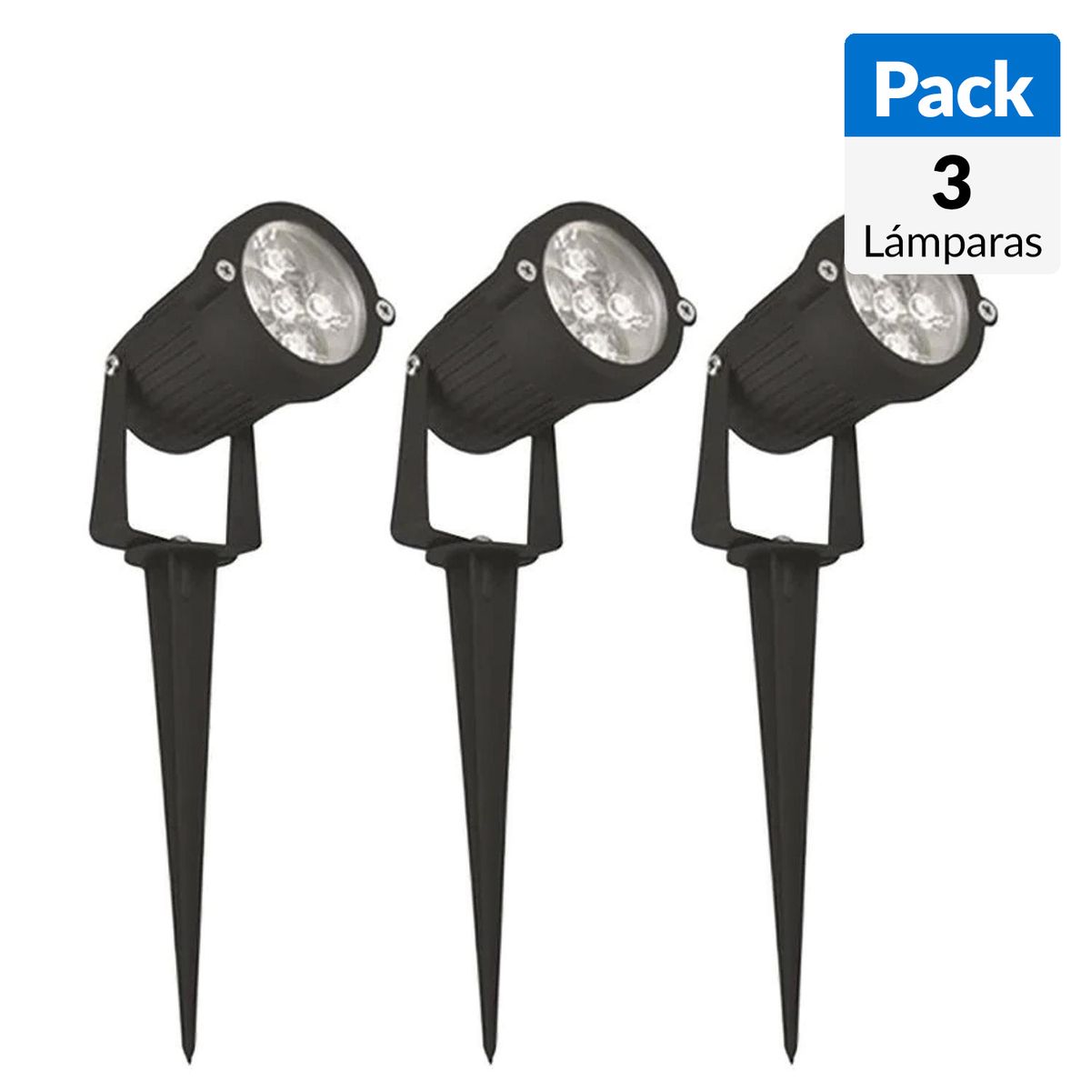 HB LEDS - Pack 3 Focos Led Estaca Jardín 15 kW IP 68 460 lm Luz Multicolor