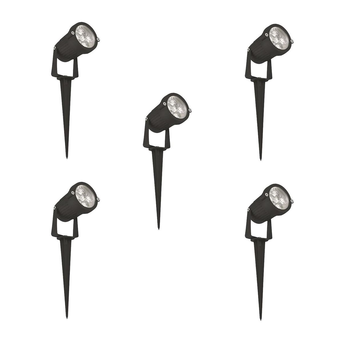 HB LEDS - Pack 5 Focos Estaca Led Jardín 15 kW IP 68 460 lm Luz Multicolor