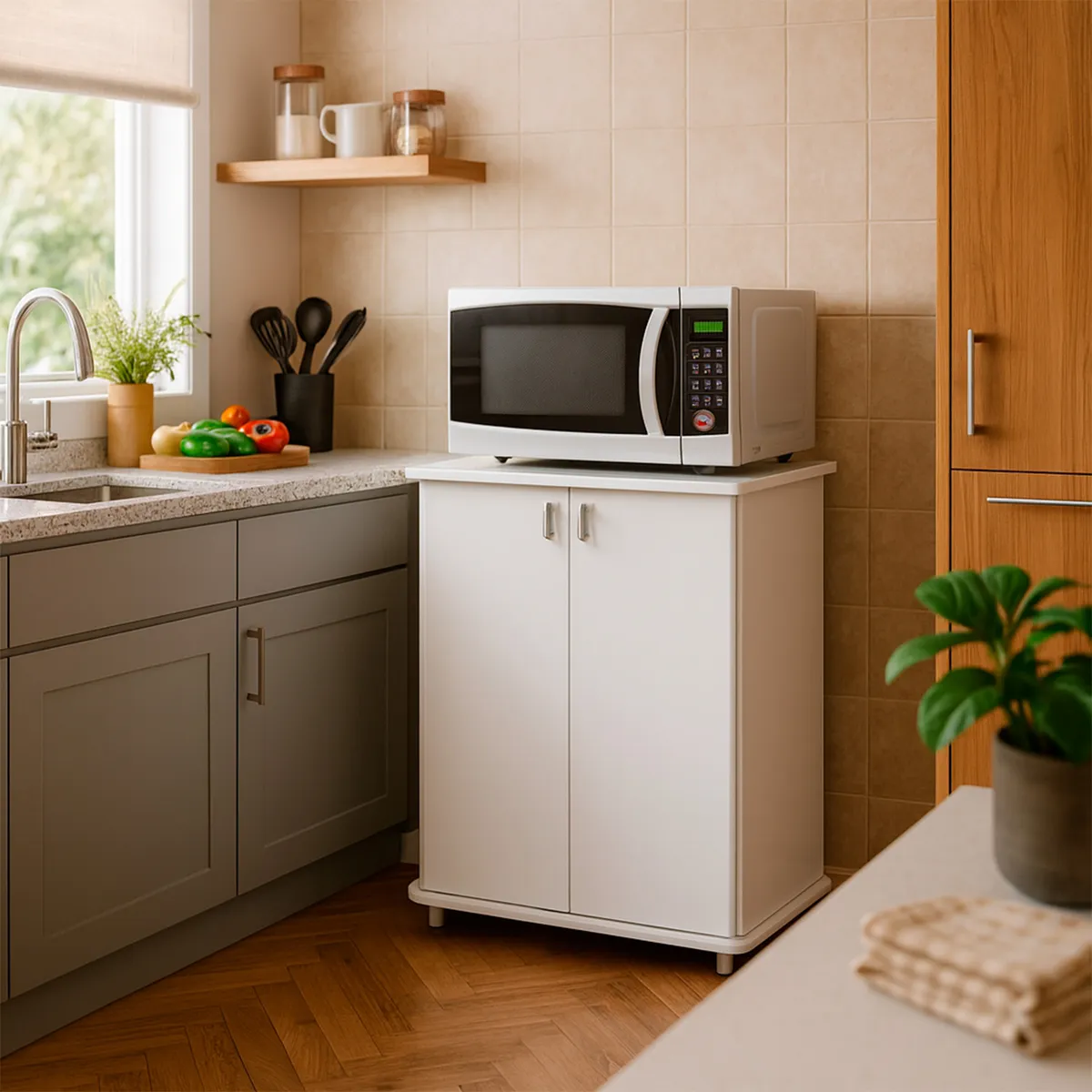 HOGA - Mueble para microondas noa blanco 76x60x43 cm