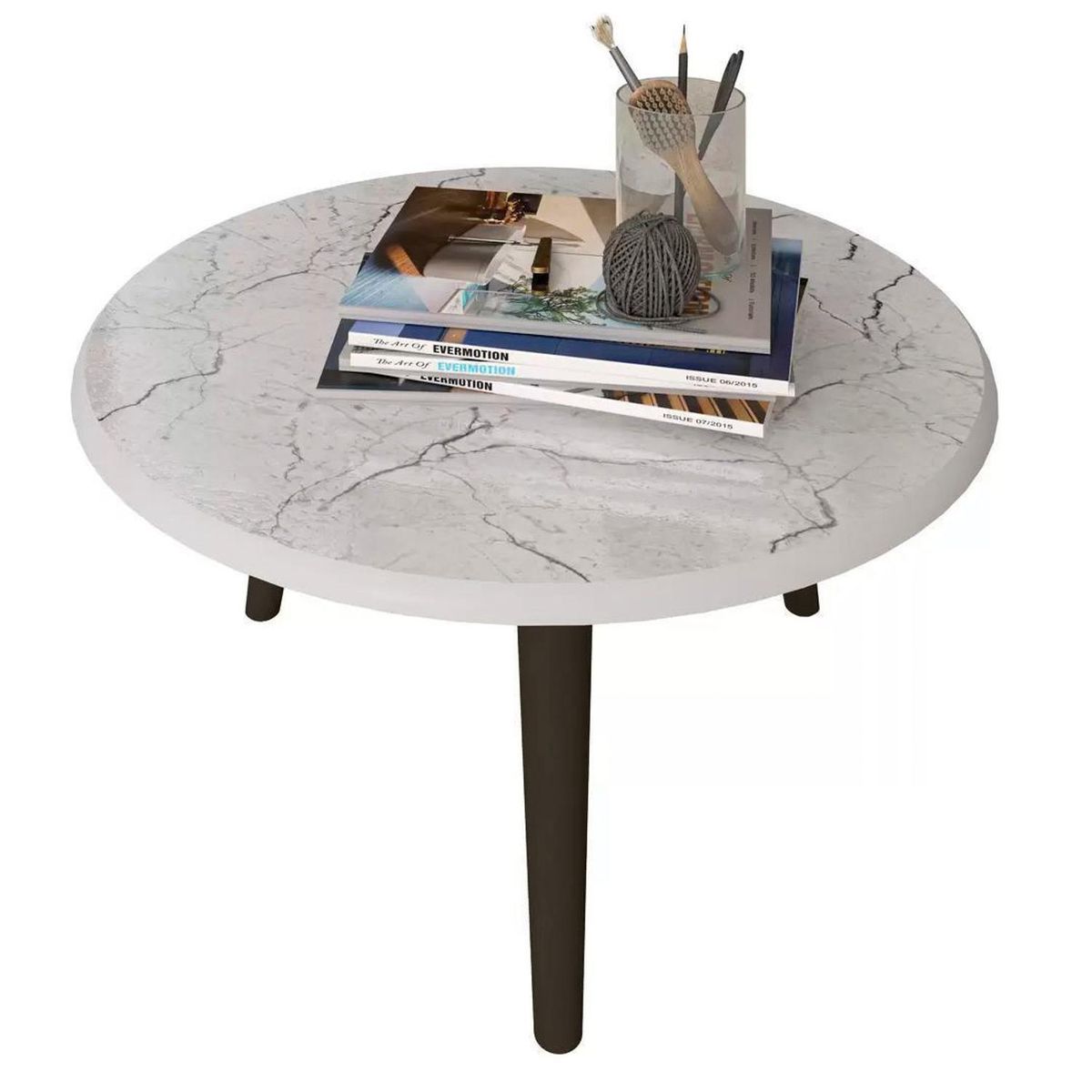 HOGA - Mesa de centro blanco marmol 35x59x59 cm