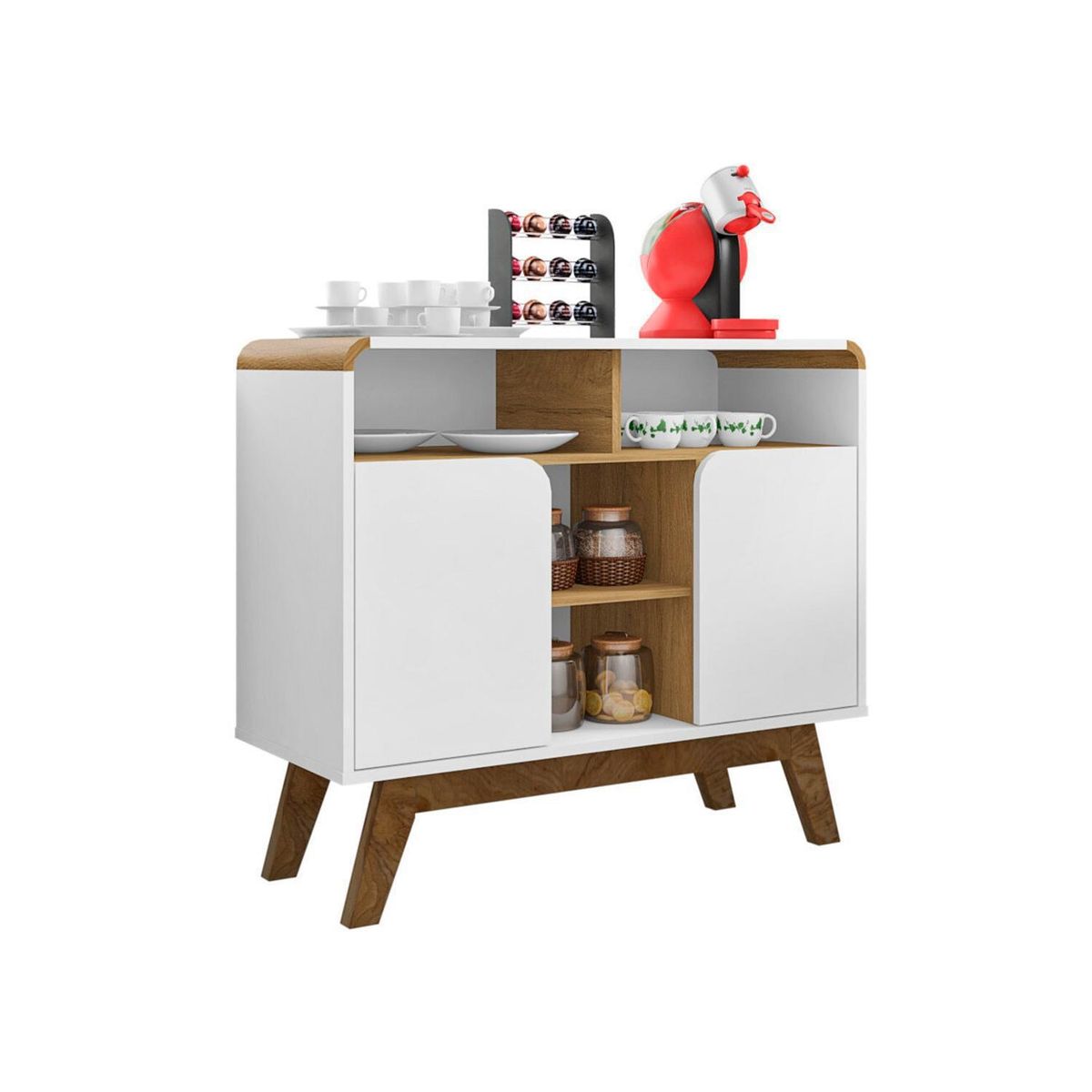 HOGA - Aparador buffet bar berilo blanco 97x135x37 cm