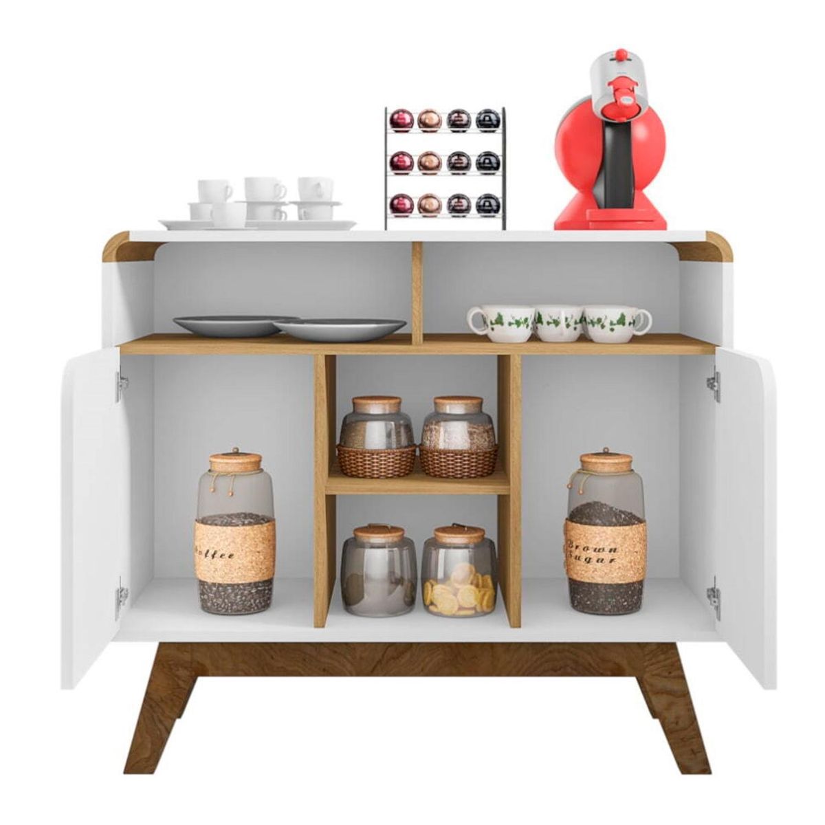 HOGA - Aparador buffet bar berilo blanco 97x135x37 cm