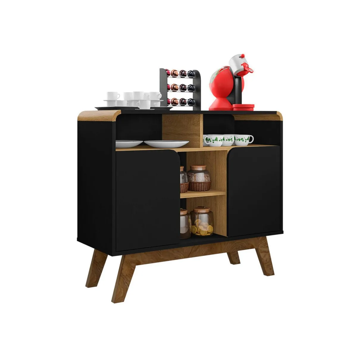 HOGA - Aparador buffet berilo negro 77x90x36 cm