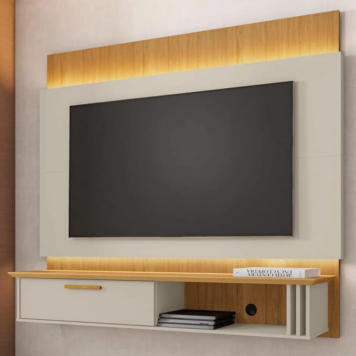 HOGA - Panel rack tv 65 paris blanco 146x160x36 cm