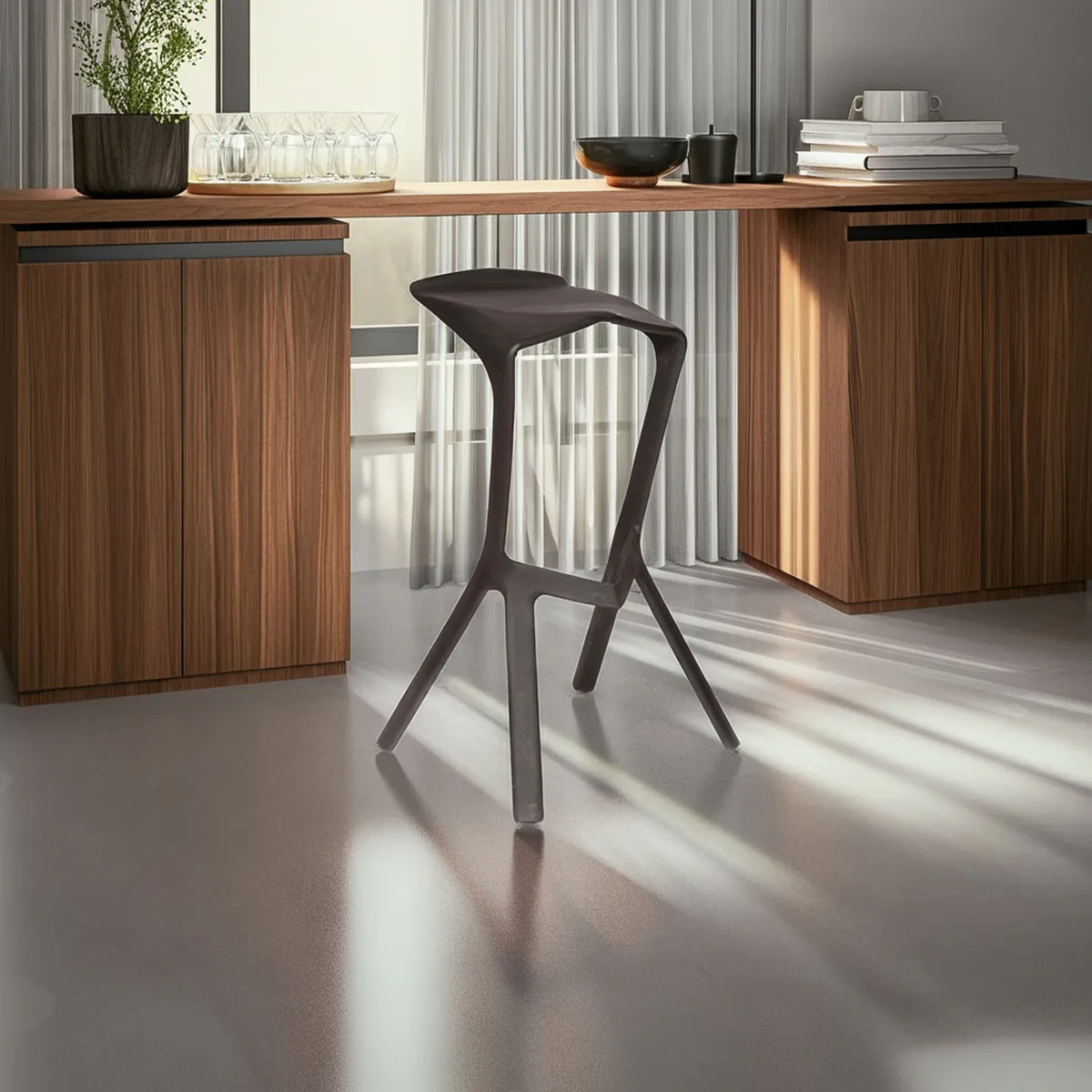 IMPORTADORA USA - Taburete Bar Apilable Negro 81x51x42 cm