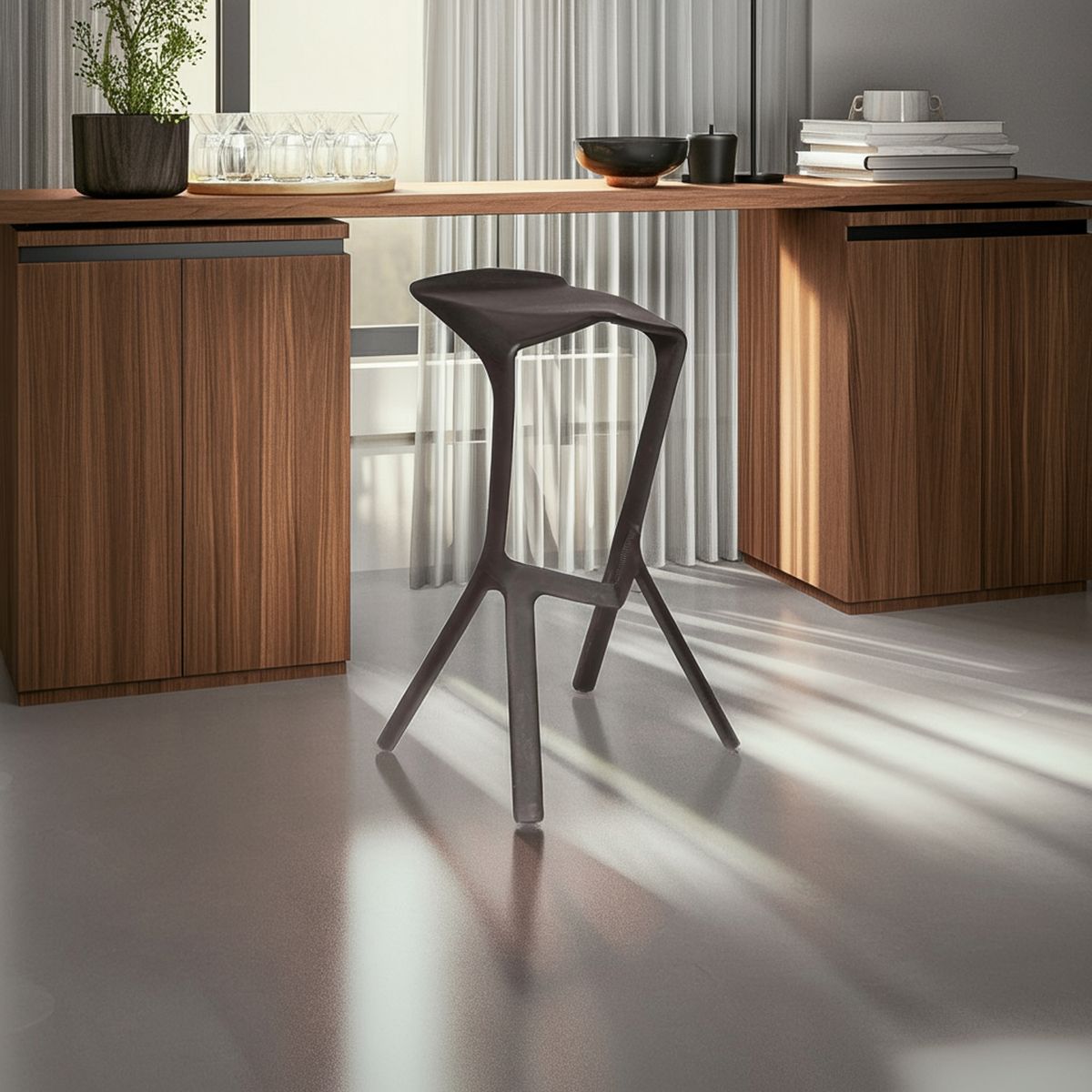 IMPORTADORA USA - Taburete Bar Apilable Negro 81x51x42 cm