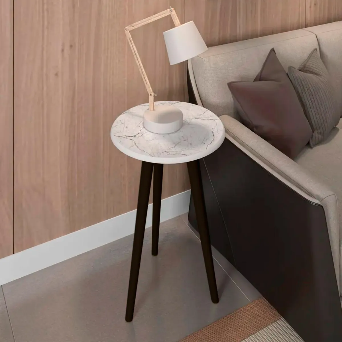 HOGA - Mesa lateral blanco marmol 63x44x44 cm