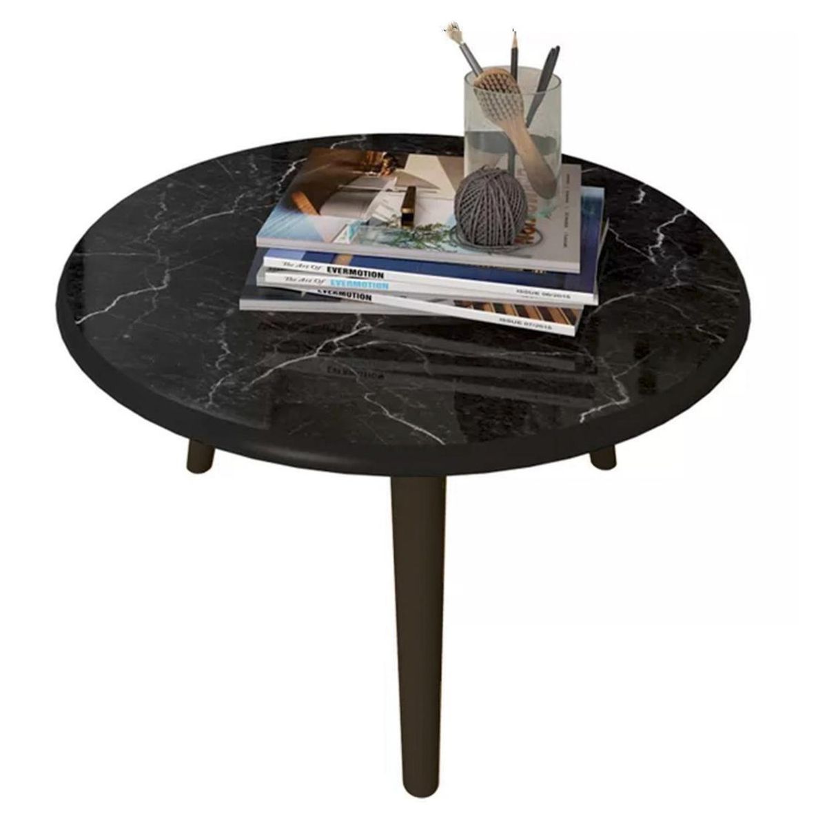 HOGA - Mesa de centro negro marmol 35x59x59 cm