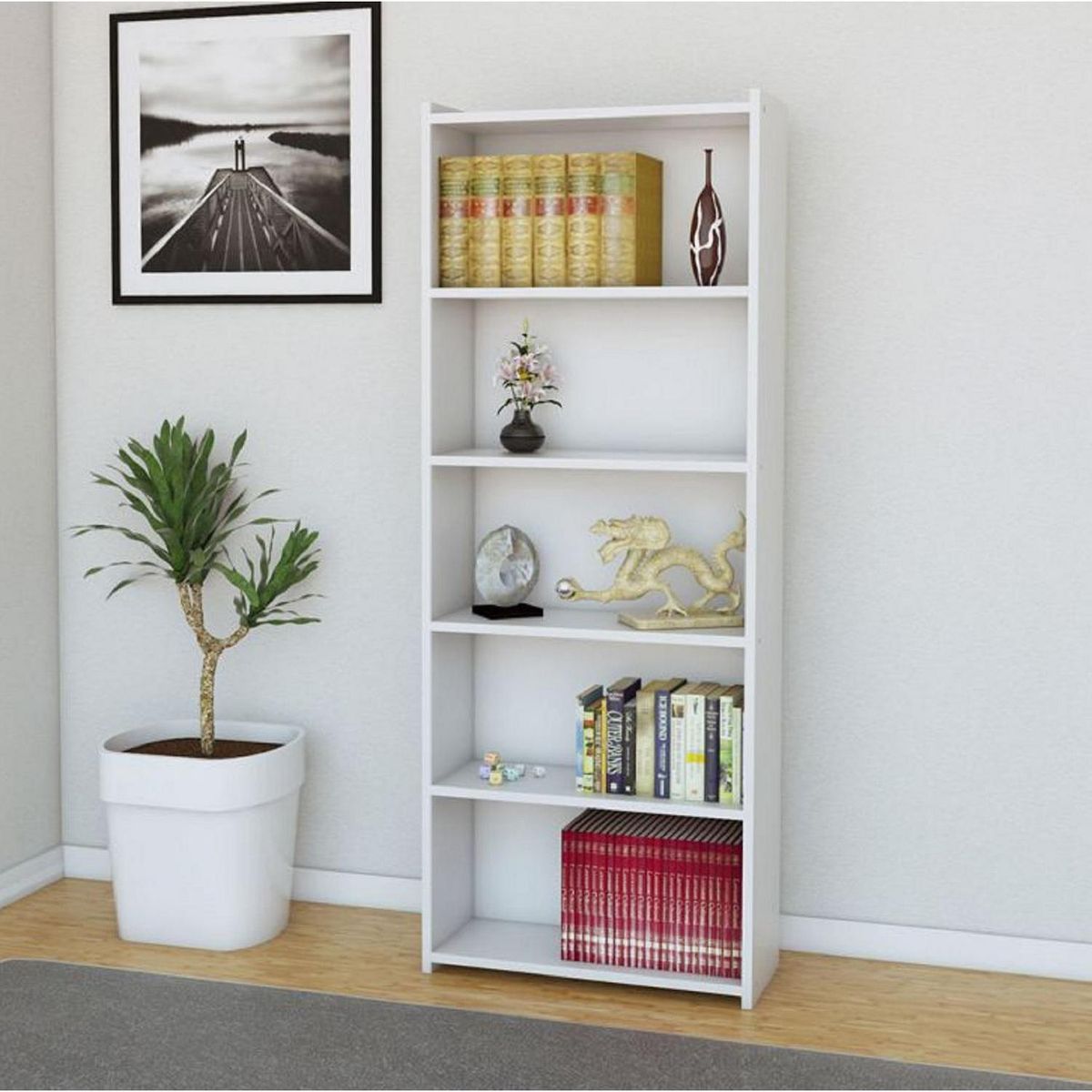 HOGA - Librero Big Malmo MDP 1 Nivel(es) 70x182x8 cm Blanco