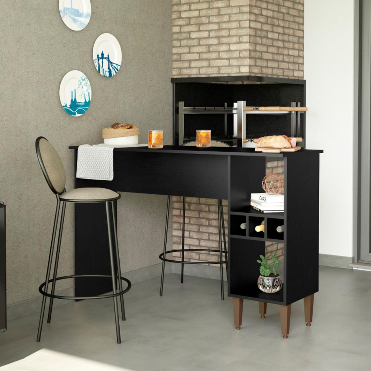 HOGA - Mesa comedor hoga negro 92x136x45 cm