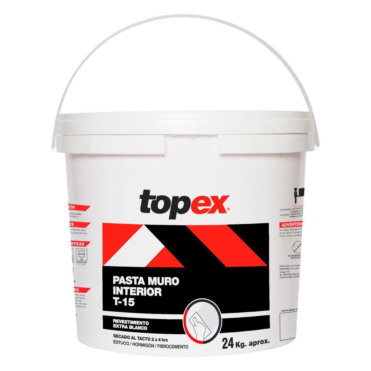 TOPEX - Pasta Muro Interior Topex Tr-15 Blanca 24 Kg para Reparación