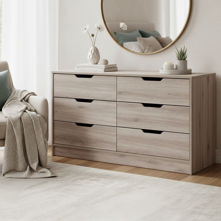 Cómoda 6 Cajón(es) Misuri 40x120.6x68 cm Roble Santana