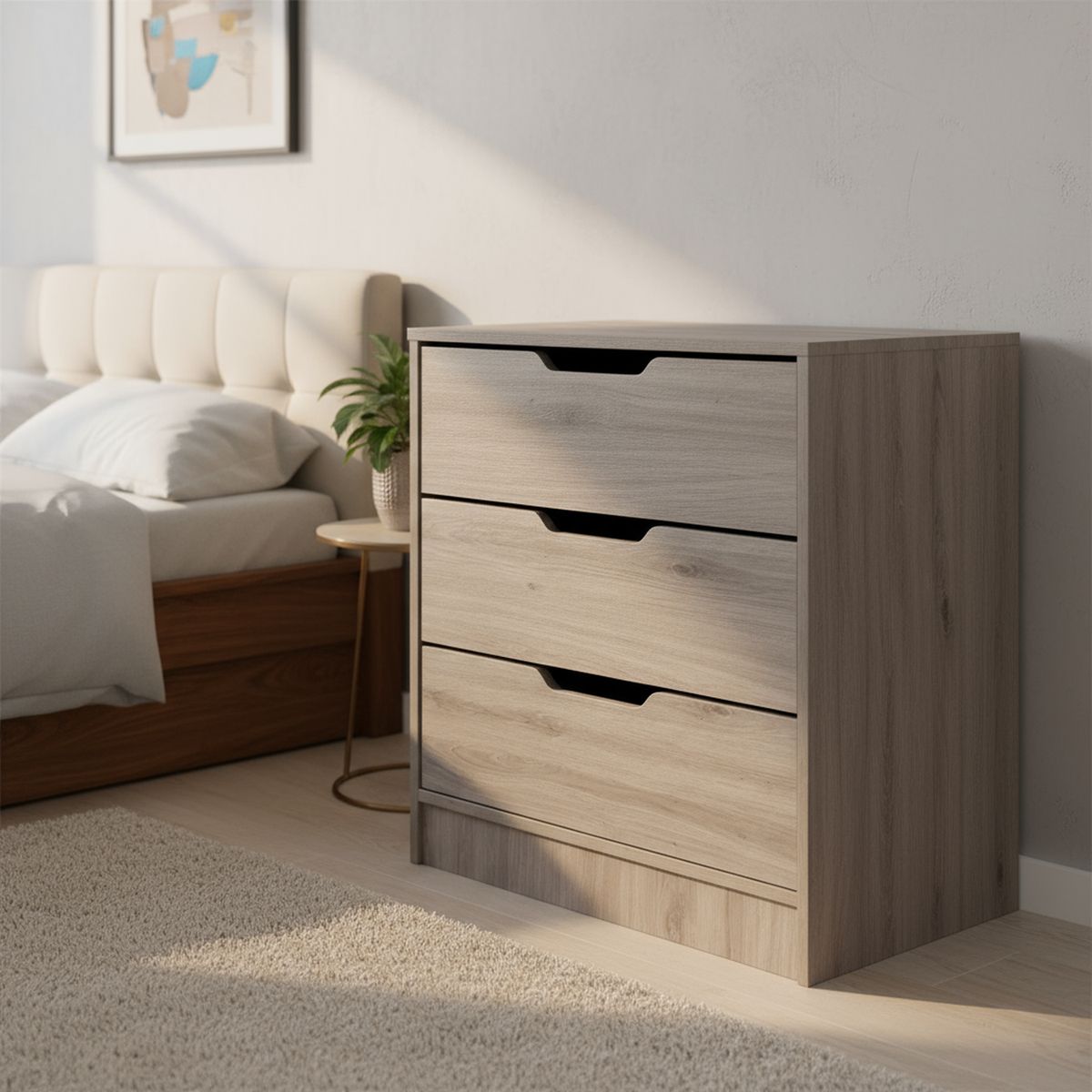 MOBIKIT - Cómoda 3 Cajón(es) Misuri 40x68x8 cm Roble Santana